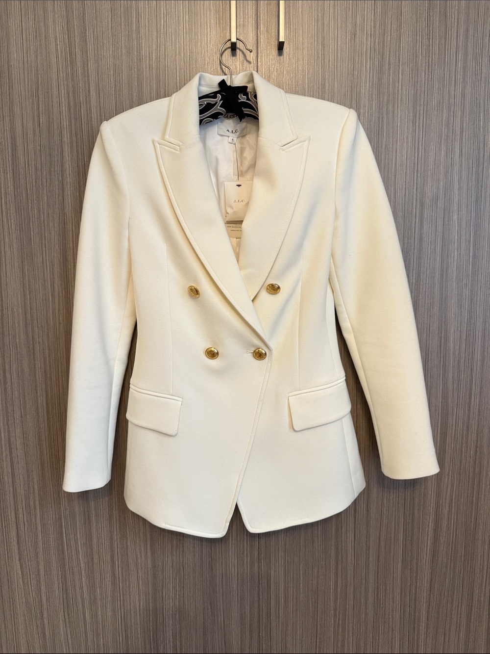 A.L.C. Double-Breasted Cream Blazer with Gold Buttons